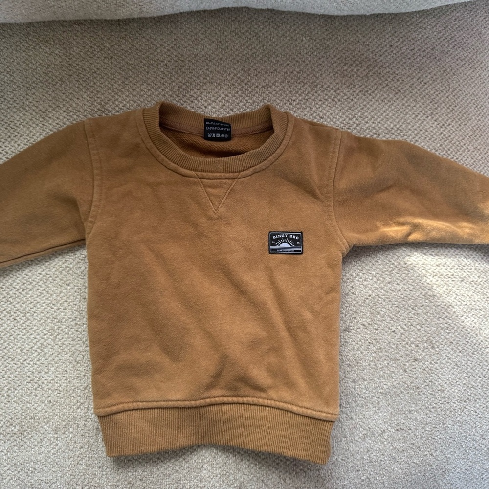 Tan Binky Bro Crewneck Sweatshirt 6-12M